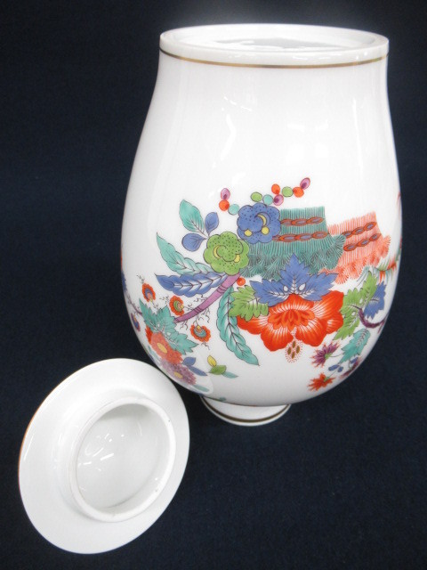 J1604 Meissen/マイセン「柿右衛門様式 沈香壷」色絵 蓋付壺 香木 香