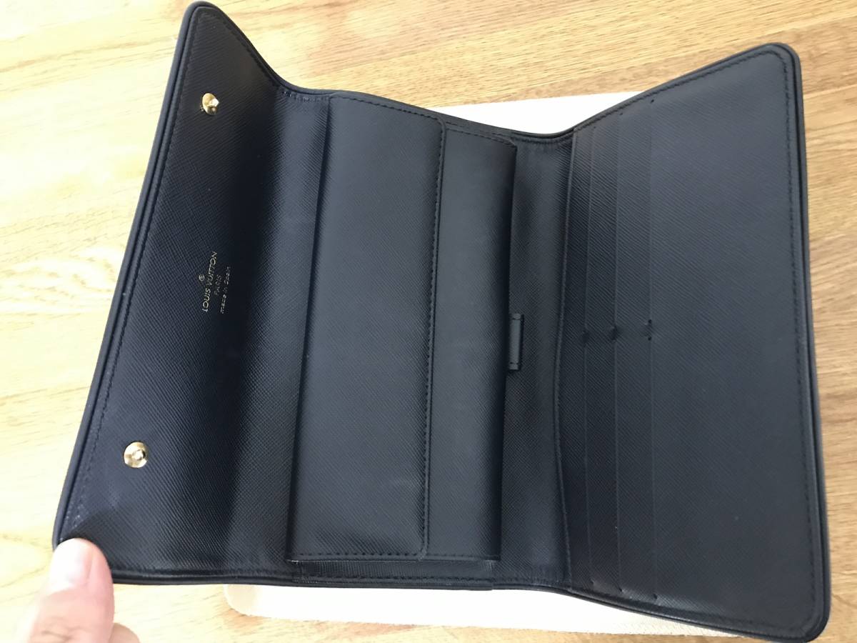 使用わずか】本物 ヴィトン モノグラムミニ 長財布 紺 ブルー×グレー 