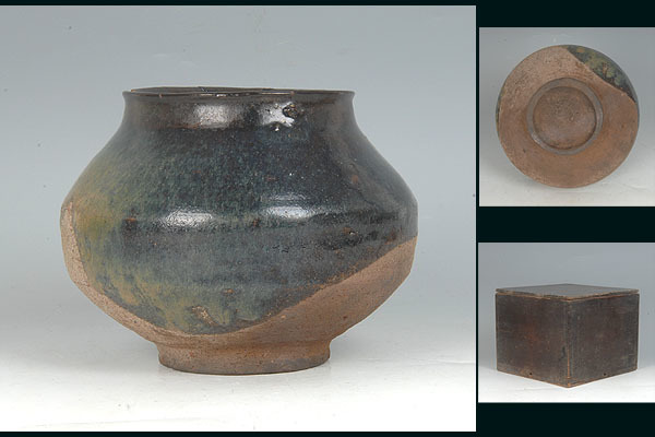 □変化に富んだ景色の侘び寂びの逸品！李朝会寧黒釉