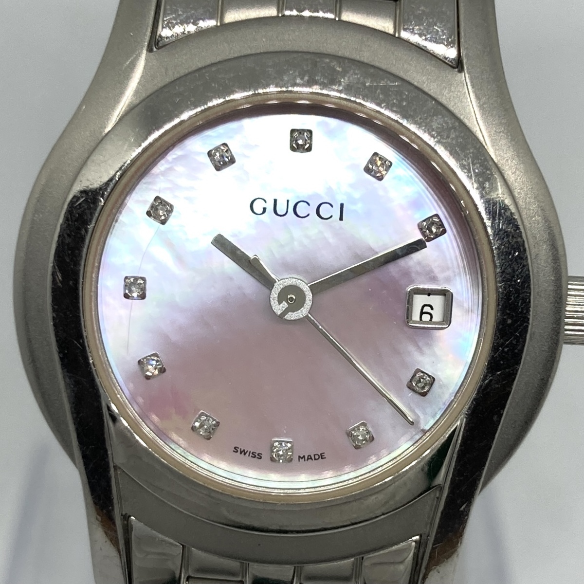 グッチ GUCCI シェル 11Pダイヤ レディース 腕時計 デイト 箱 284 1円