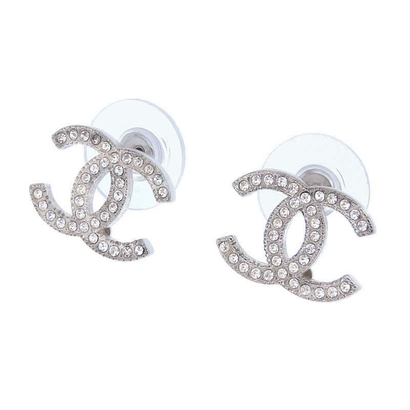 シャネル CHANEL ココマーク ピアス ラインストーン シルバー色 A12P