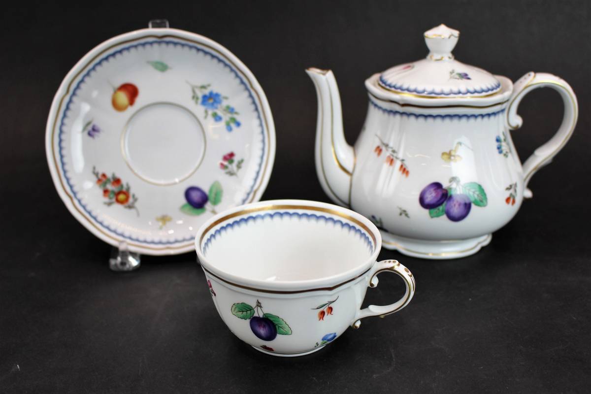 美品リチャードジノリ⁄イタリアンフルーツ⁄カップ&ソーサー 美 美品リチャードジノリ⁄イタリアンフルーツ⁄カップ&ソーサー 美