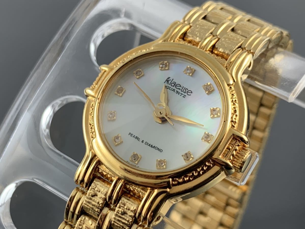A646 1円 レディース腕時計 クォーツ klaeuse クロイゼ PEARL＆DIAMOND