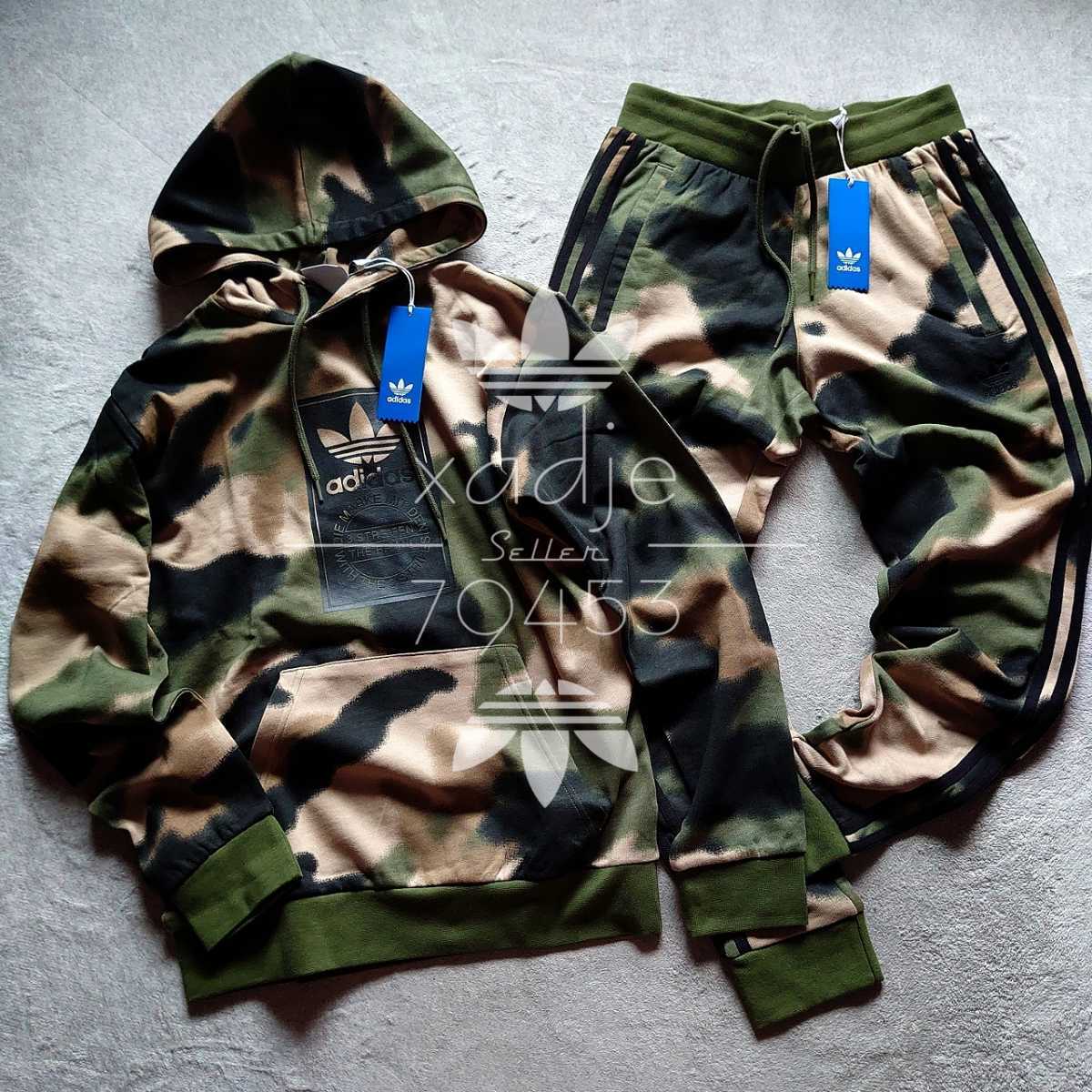 正規品 Adidas Originals アディダス オリジナルス 上下セット パーカー スウェット パンツ セットアップ 迷彩 カーキ M アディダス 売買されたオークション情報 Yahooの商品情報をアーカイブ公開 オークファン Aucfan Com