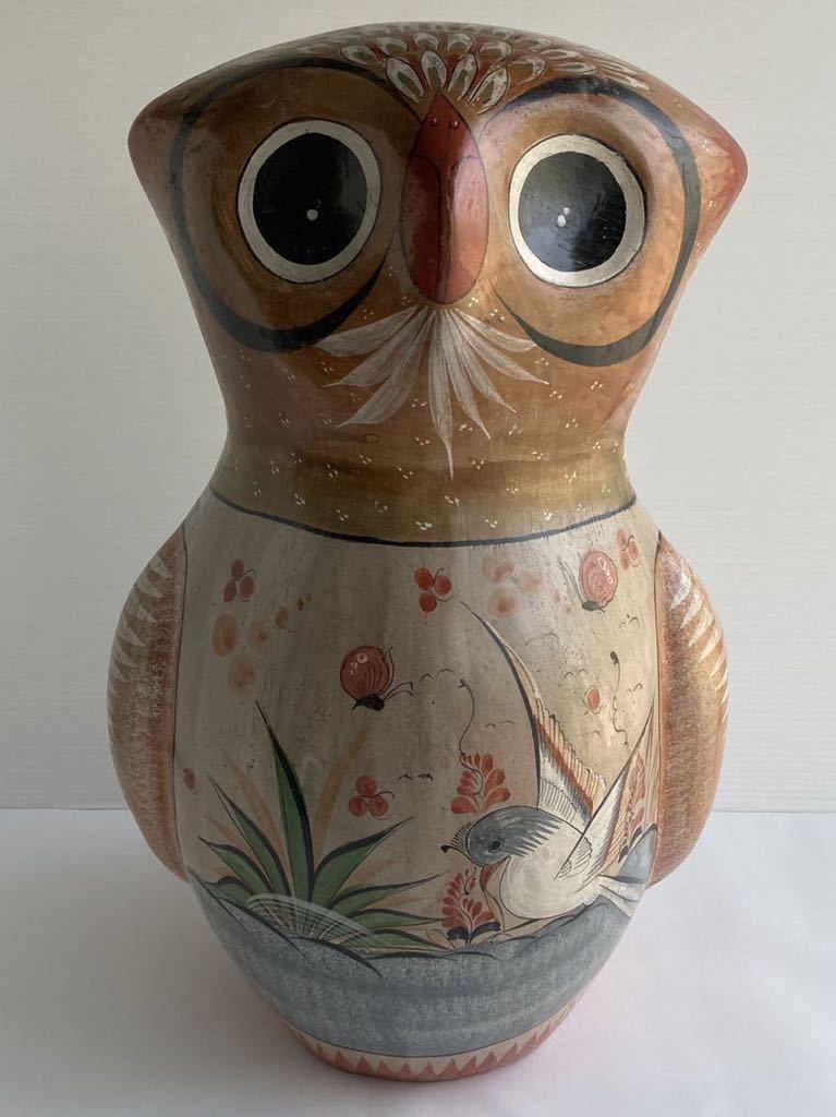 メキシコ トナラ焼き フクロウ 高さ44cm ◇ Tonala ヴィンテージ