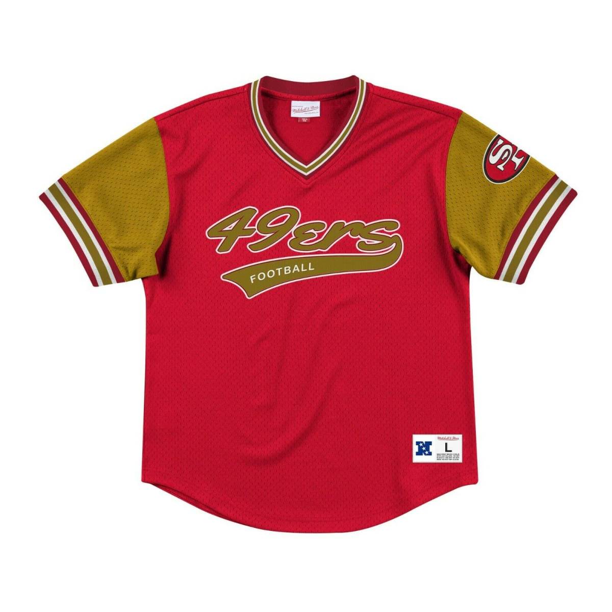 USA正規品 【XL】 Mitchell&Ness ミッチェル&ネス NFL 49ers フォーティナイナーズ T.PROSPECT メッシュ Vネック ユニフォーム アメフト