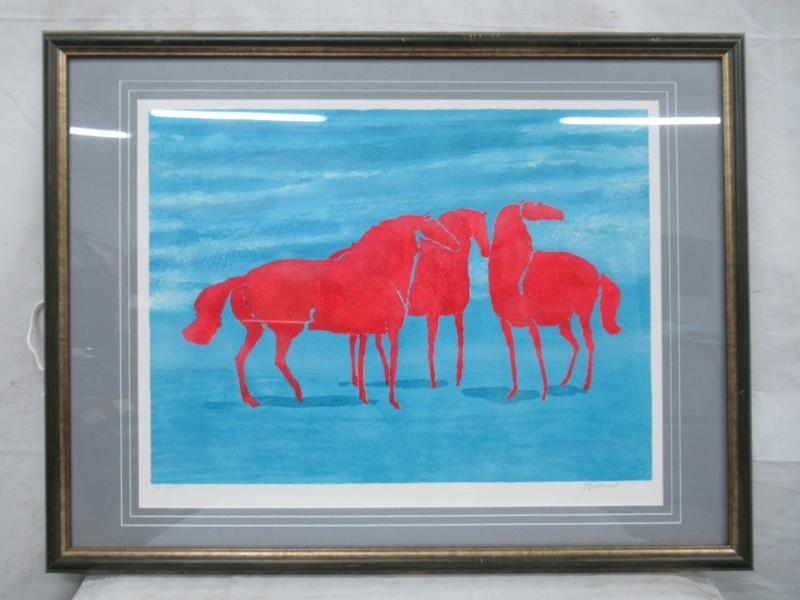 リトグラフ ポール・ギヤマン 絵画 : 「5頭 版画 馬 Guiramand
