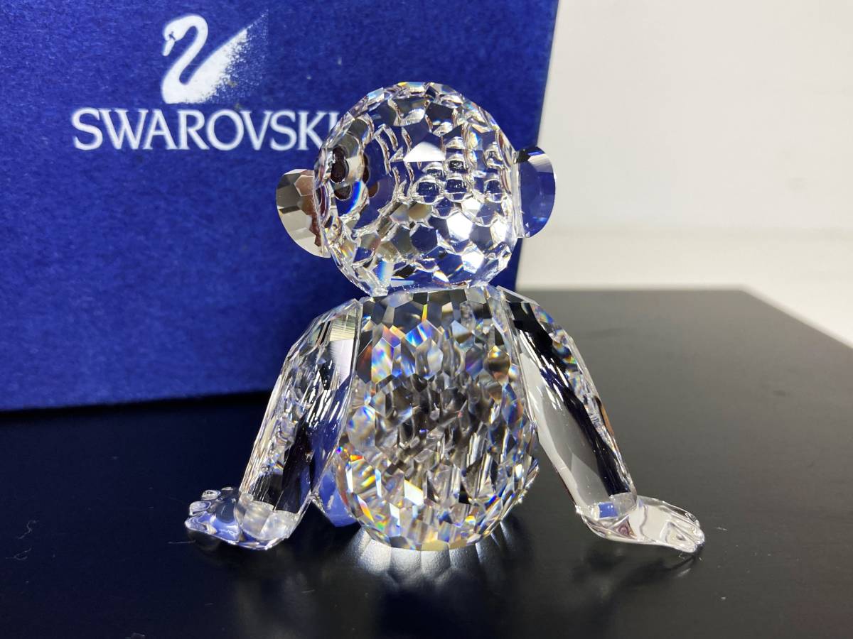 スワロフスキークリスタルガラス 猿 置物 新品☆SWAROVSKI スワロフスキー クリスタル チンパンジー 猿 モンキー