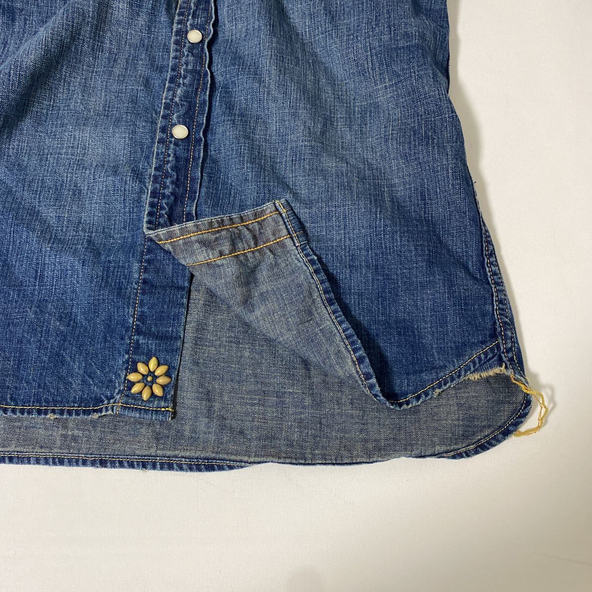 美品 レミレリーフ インディゴ ブルー 加工 スタッズ デニム 