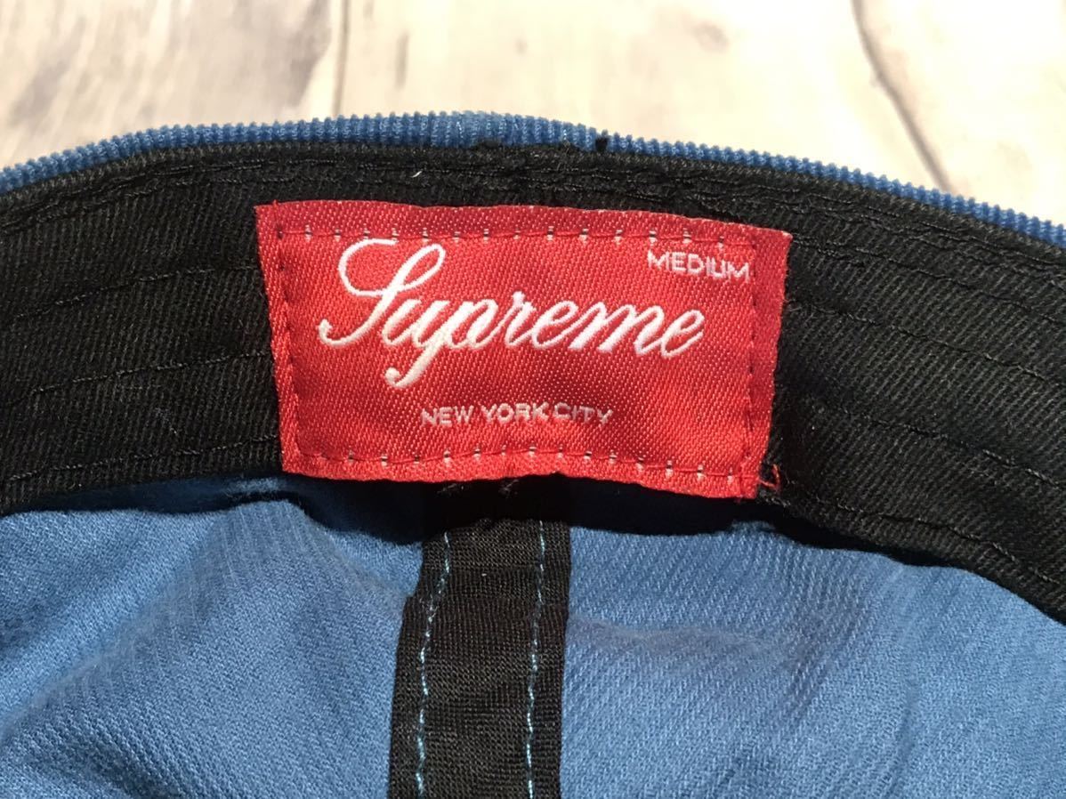 美品 2014SS Supreme Fitted Lightweight Cord 6 Panel Cap Blue M 