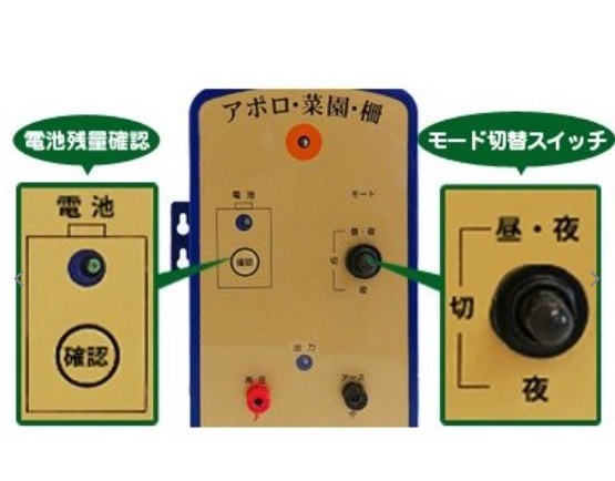 【新品未使用：1年保証付】アポロ ソーラー式 電気柵 『ハイパワー菜園・ソーラー　SP-2013-SR』100m×2段張　1万ボルト 防獣用フェンス2 アポロ 電気柵 ソーラー式 ハイ (100m・200m) エリアシステム