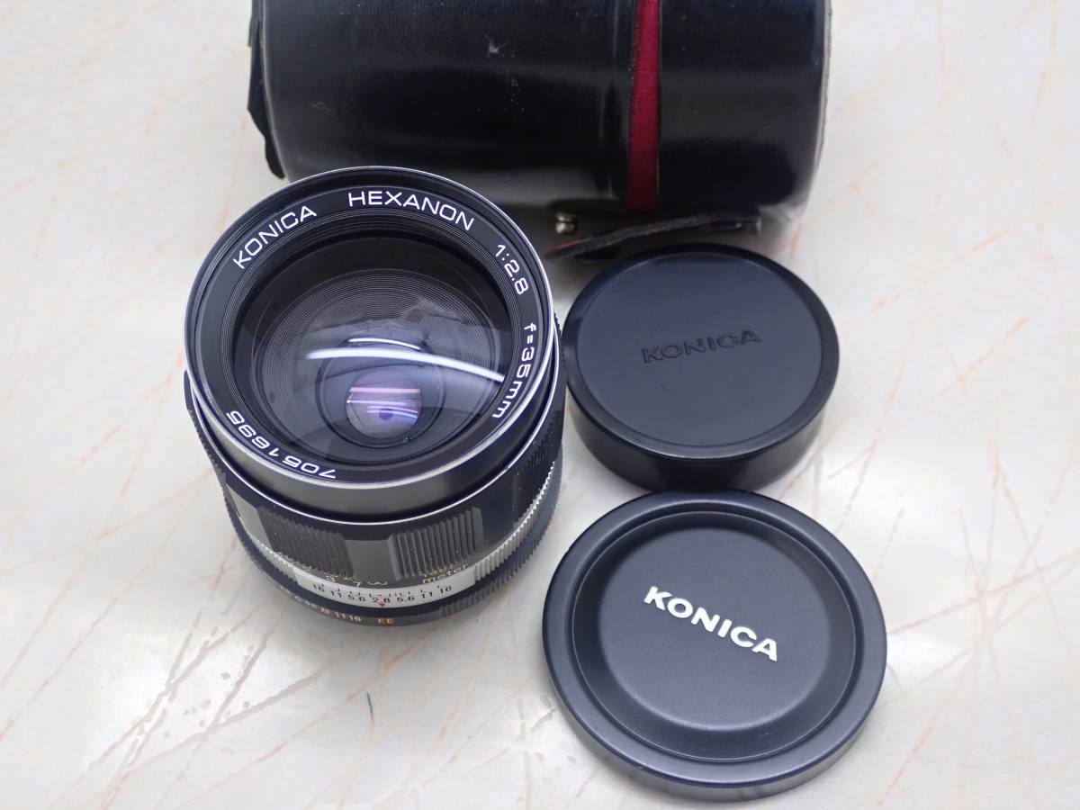 コニカ KONICA HEXANON 35mm F2.8 レンズ　前後キャップ付き