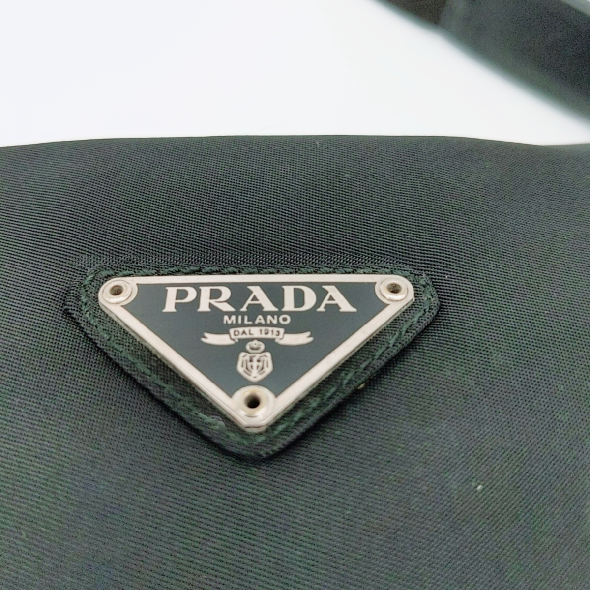 レディース PRADA プラダ ショルダーバッグ ロゴ刺繍 ナイロン ブラック