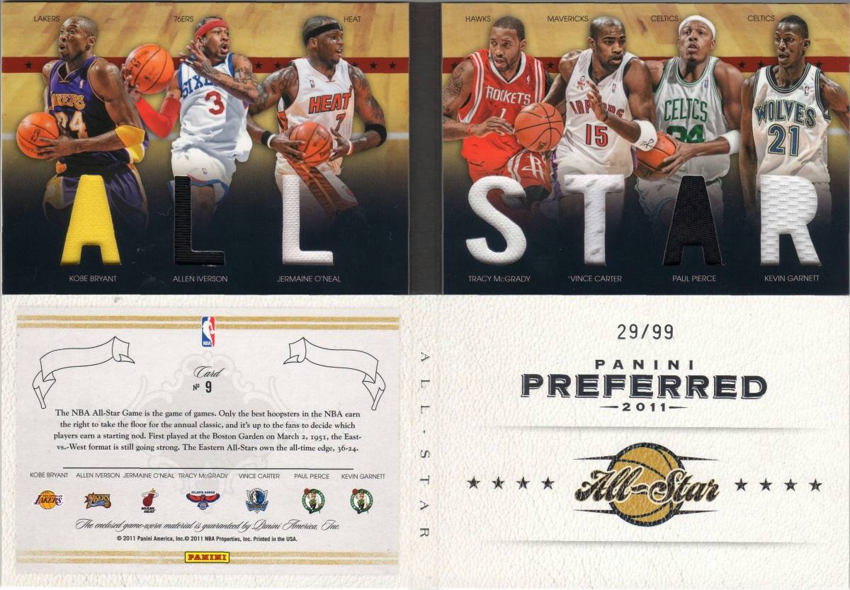 ☆99枚限定☆ 2011-12 Preferred All-Star Book Kobe Bryant Iverson O