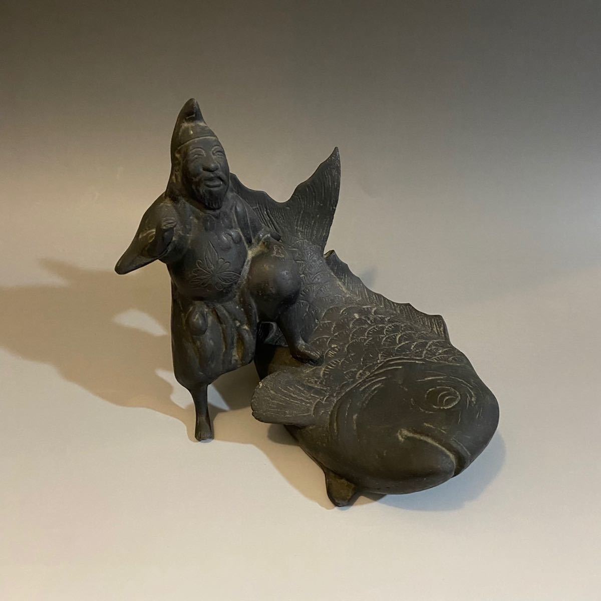 古銅 置物 恵比寿 恵比寿神 七福神 古銅製 古美術 蔵出し 初出し 骨董 美術品 銅器