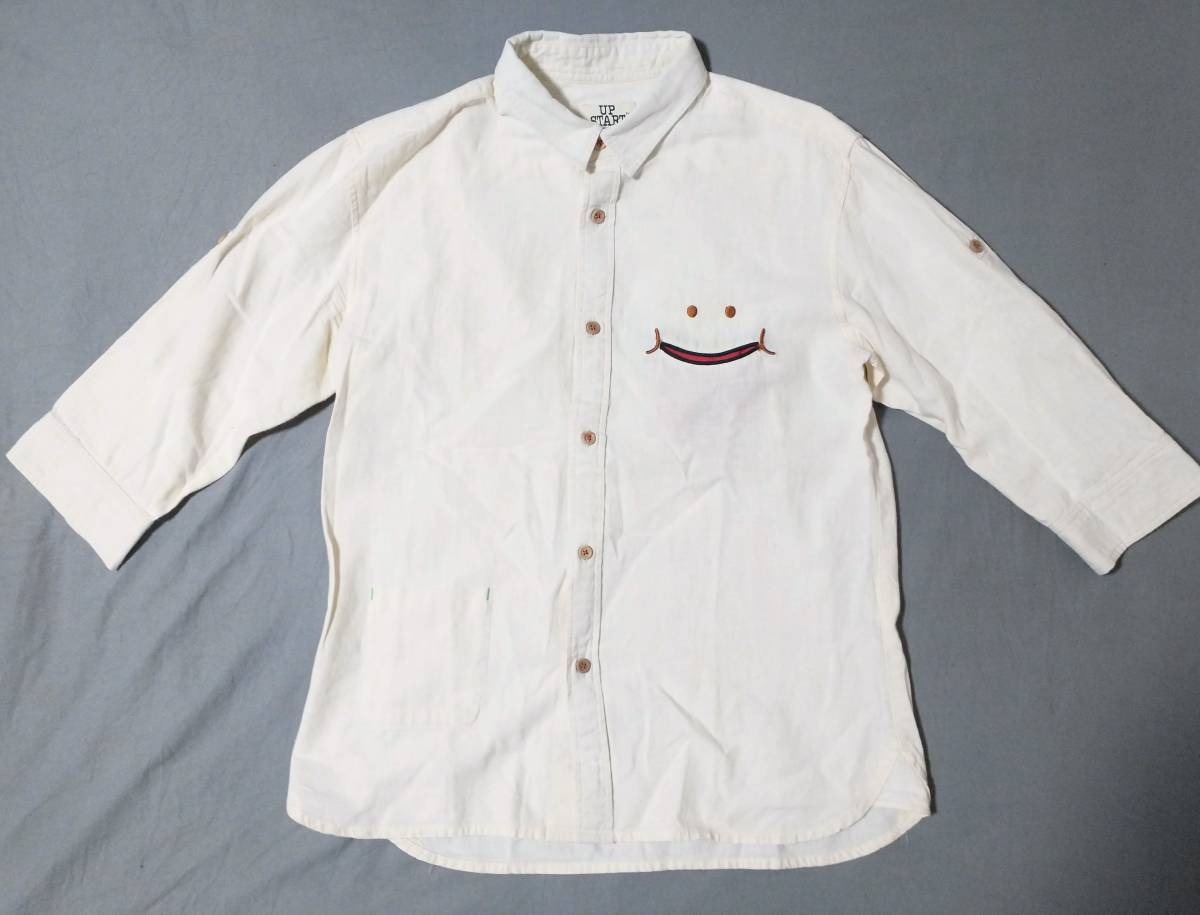 Upstart L あっかんべー 胸ポケット 袖まくり ロールアップ シャツ 七分袖 ボタンダウン アップスタート Up Start Lサイズ 売買されたオークション情報 Yahooの商品情報をアーカイブ公開 オークファン Aucfan Com