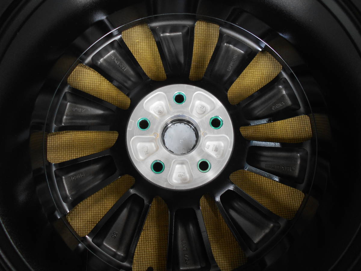 新車外し スバル 現行 レヴォーグ STIスポーツ 純正ホイール1本 18インチ7.5J+55 114.3-5H ブラックポリッシュ 熊本(送料無料) W１