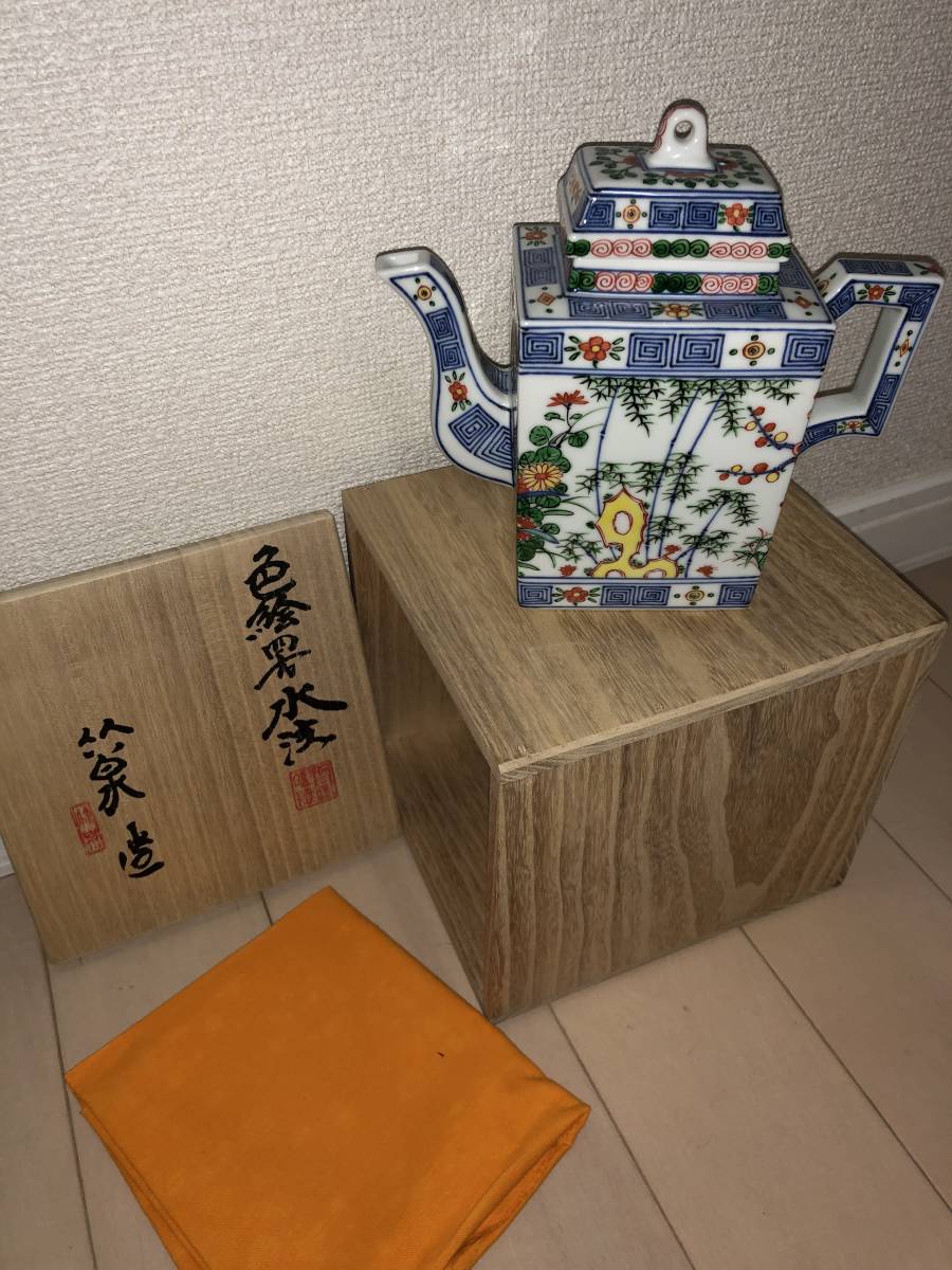 □色絵器水注/水差し□茶道具□煎茶道具□ アンティーク、コレクション