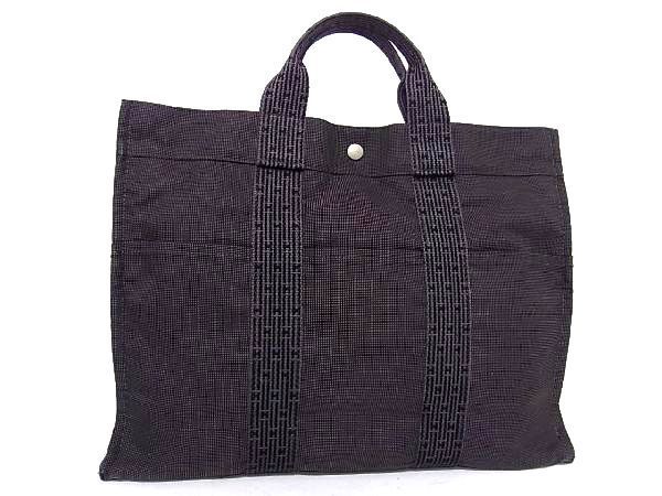 1円 HERMES エルメス エールラインMM キャンバス シルバー金具 