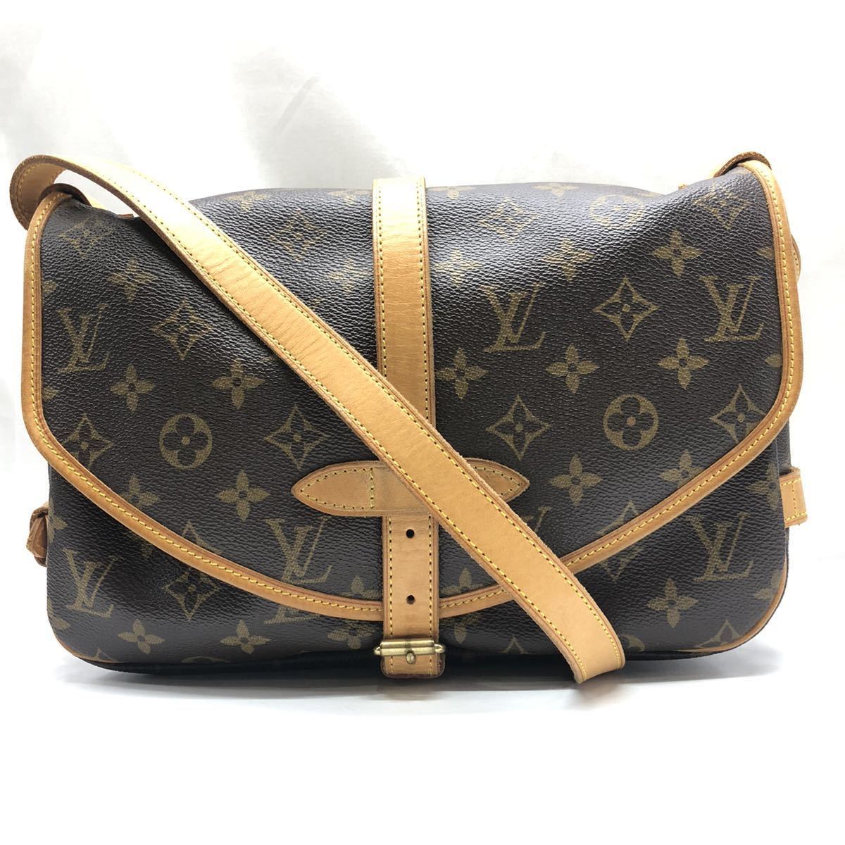 ■【1円スタート】LOUIS VUITTON ルイヴィトン★ソミュール25★モノグラム★ショルダーバッグ★M42256★レザー★ブラウン★ブランド★EA9