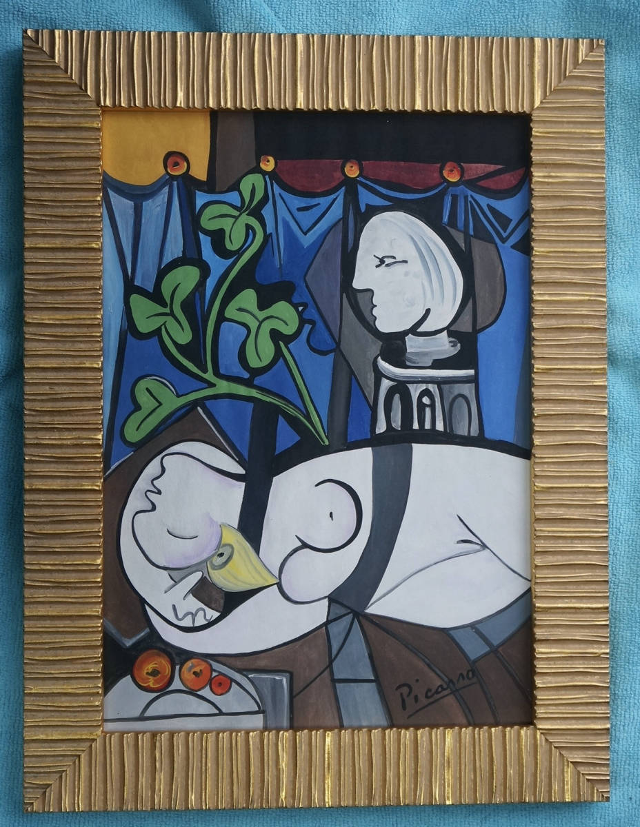 [Artworks]パブロ・ピカソ|1932年|裸婦、緑の葉、彫像|肉筆|水彩|原画|オルセー美術館認証