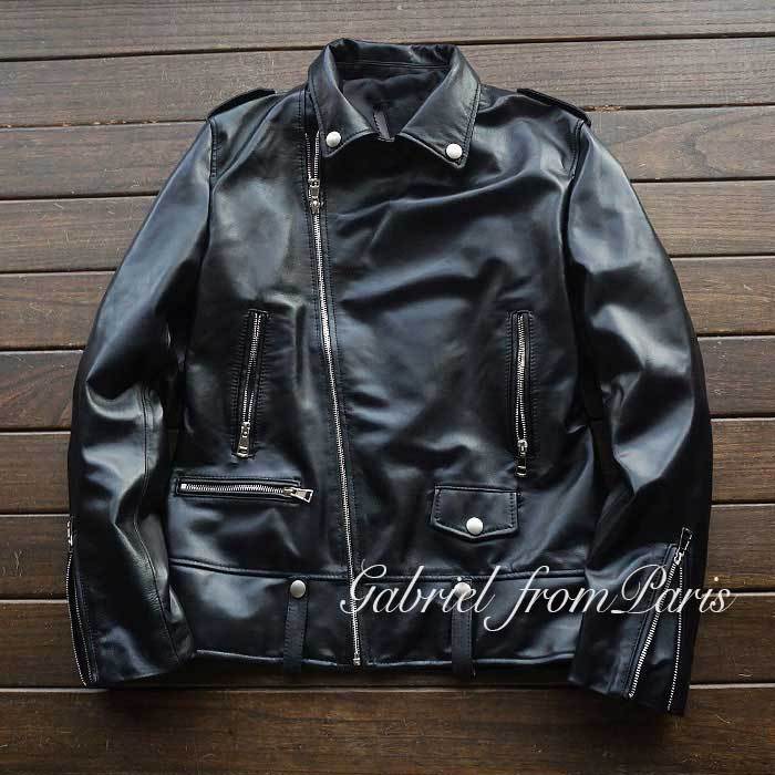 お買い得，豊富な 最高峰15万 Gabriel 本革 艶 スタンダード ダブルライダース イタリアンレザー ラムジャケット/54/XXXL(XLサイズ以上)｜売買されたオークション情報、yahooの商品情報をアーカイブ公開 - オークフ XLサイズ以上