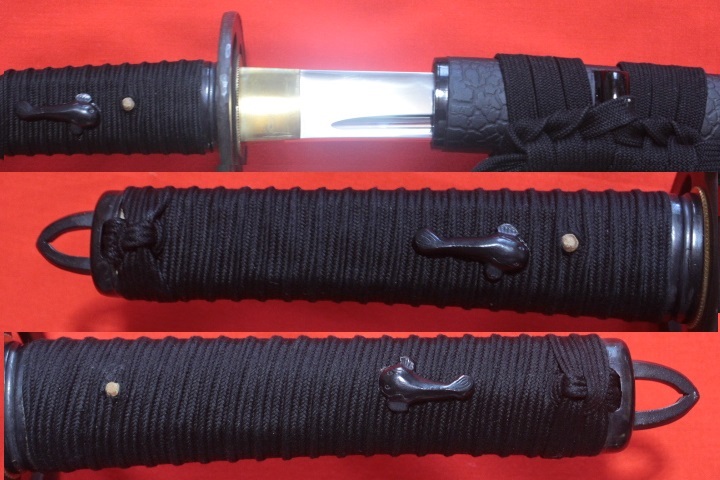高級模造刀・宮本武蔵の愛刀・武蔵拵・小刀・柄巻（黒）・二十四代藤原 