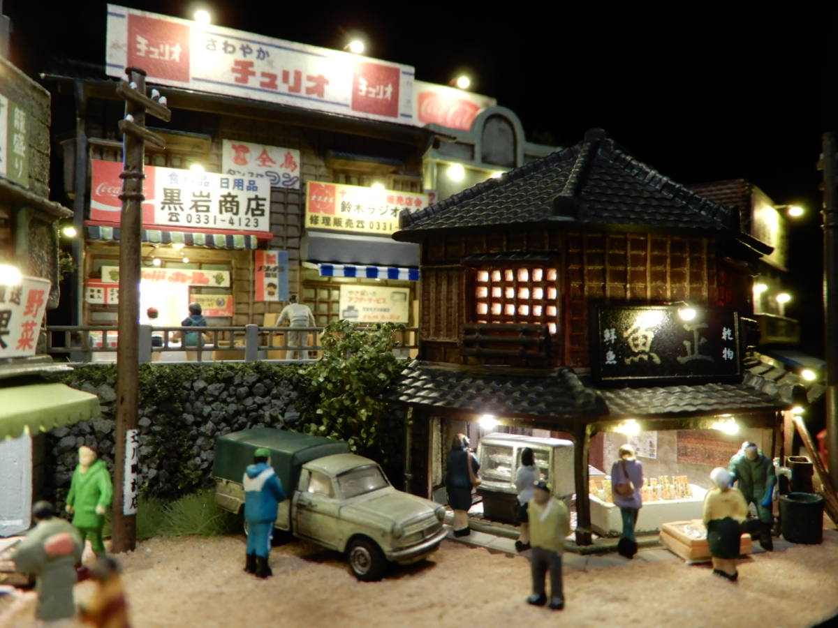 1/150 ジオラマ『昭和の街並み』賑やかな下町の情景　★LED電飾/ケース付_1