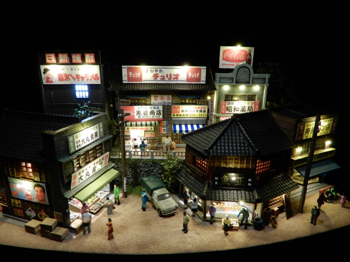 1/150 ジオラマ『昭和の街並み』賑やかな下町の情景　★LED電飾/ケース付_3
