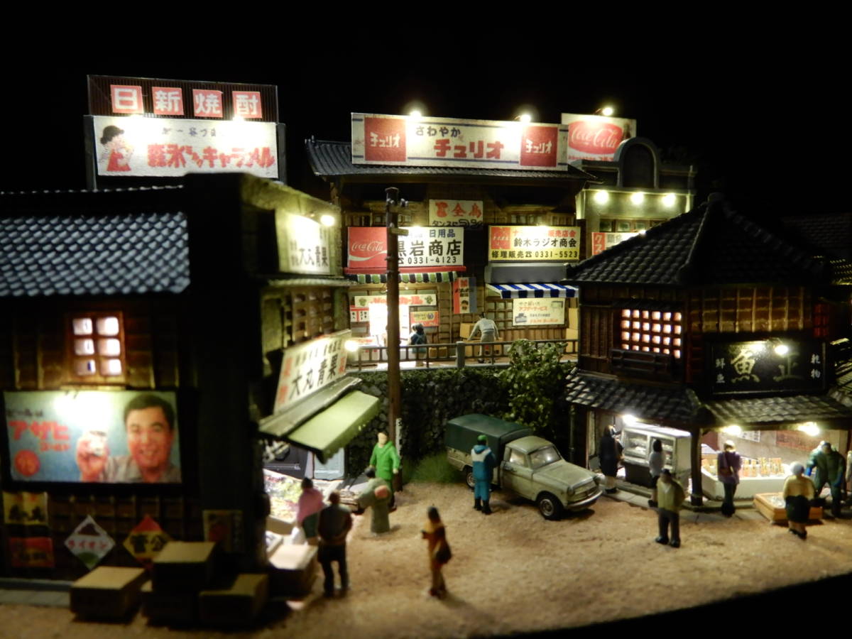 1/150 ジオラマ『昭和の街並み』賑やかな下町の情景　★LED電飾/ケース付_4
