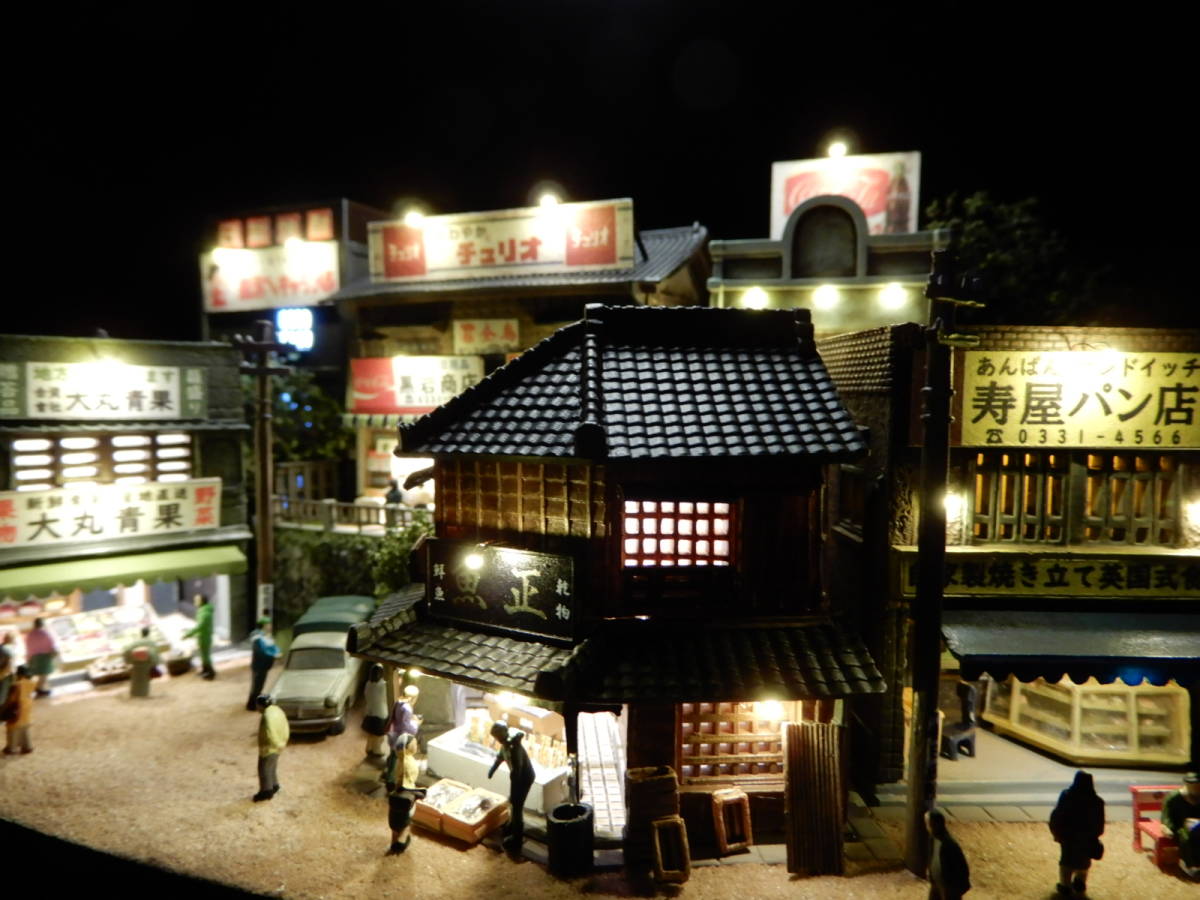 1/150 ジオラマ『昭和の街並み』賑やかな下町の情景　★LED電飾/ケース付_5