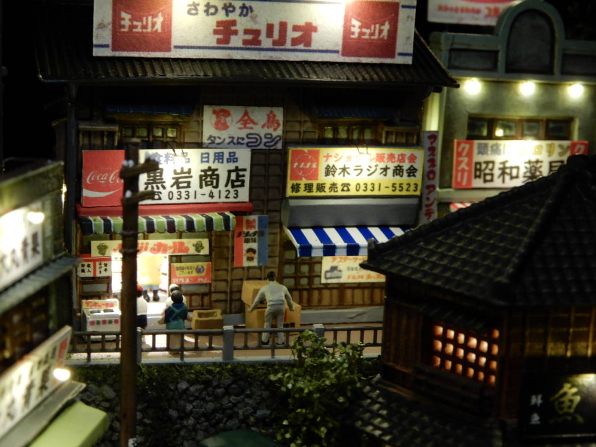 1/150 ジオラマ『昭和の街並み』賑やかな下町の情景　★LED電飾/ケース付_6