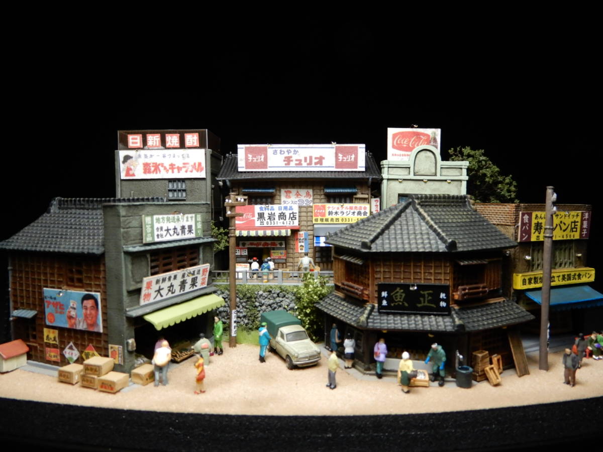 1/150 ジオラマ『昭和の街並み』賑やかな下町の情景　★LED電飾/ケース付_8