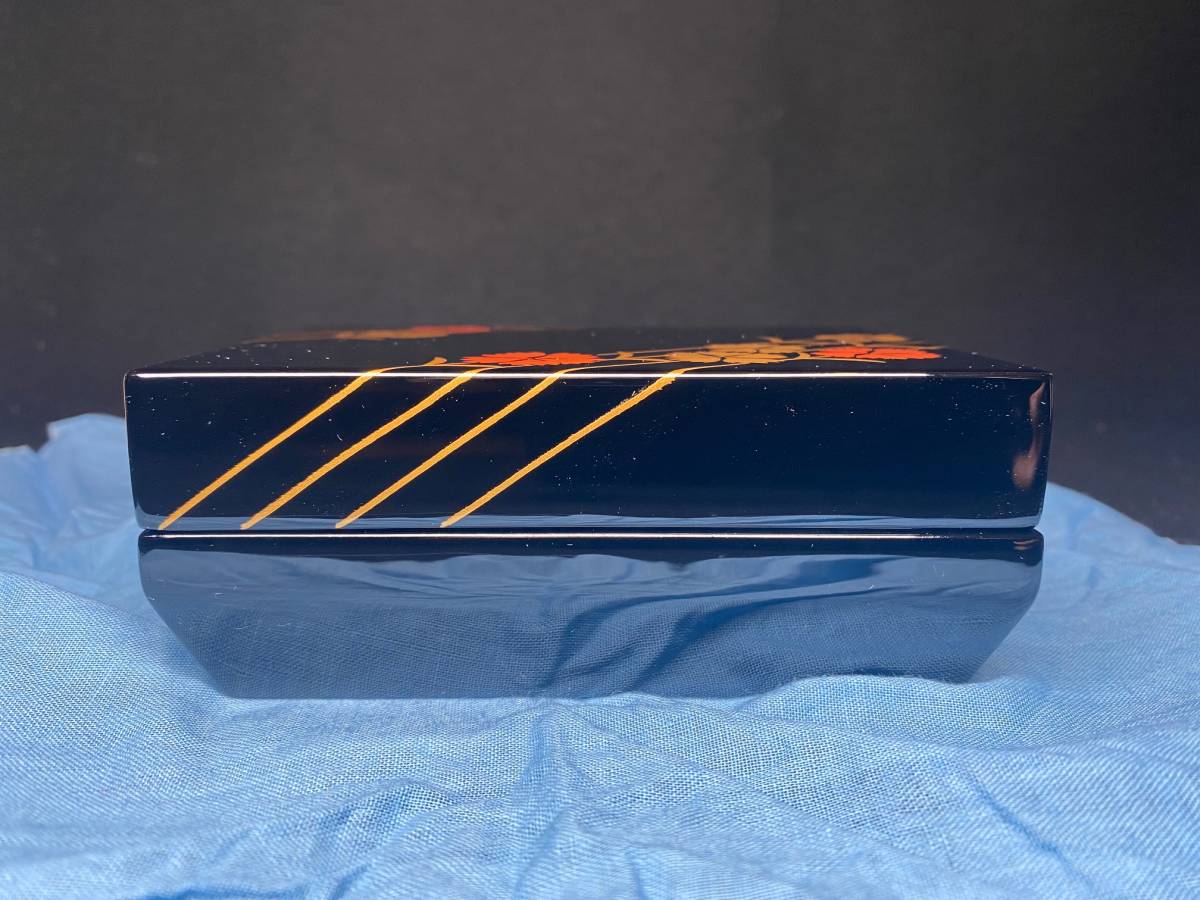 平安象彦作 四君子蒔絵 廣蓋 盆 共箱 未使用(LC780) 平安象彦作 四君子