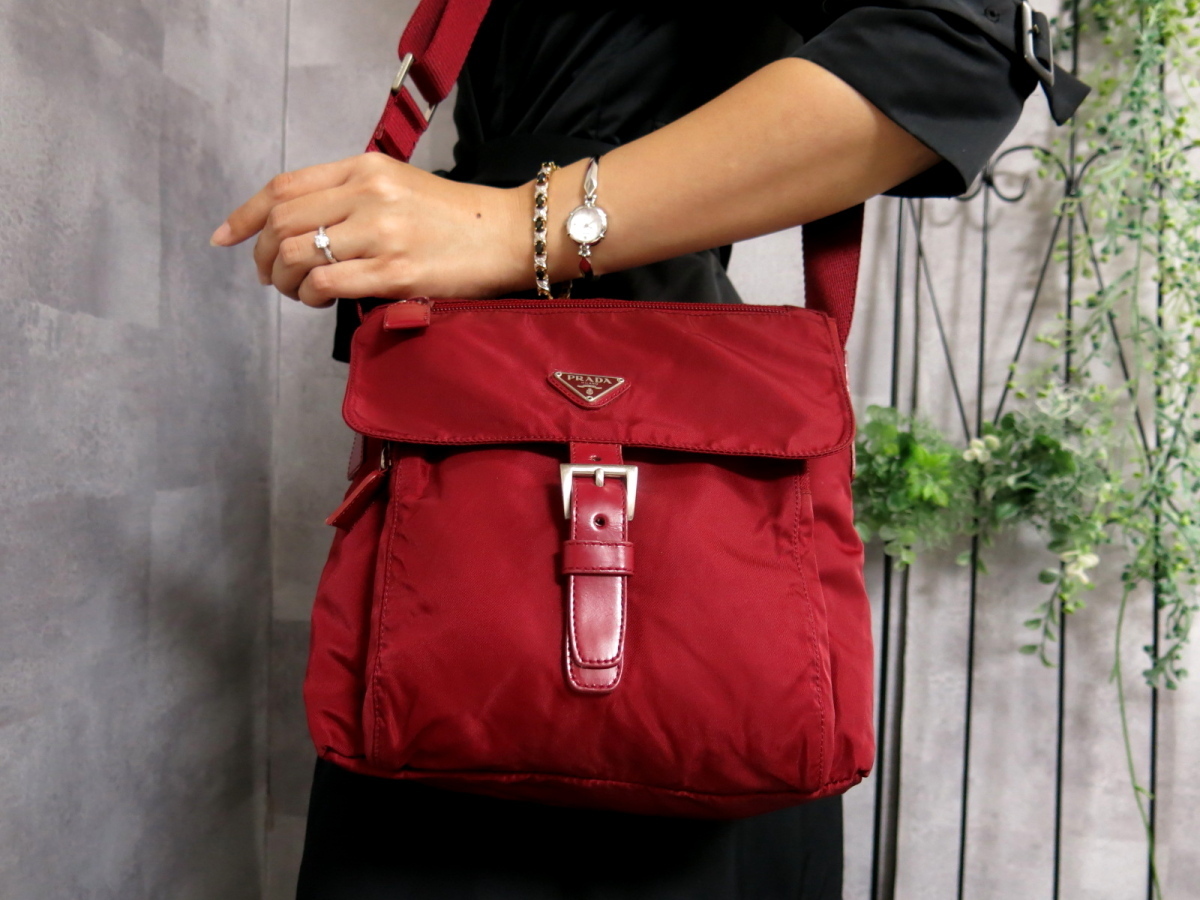 ○超美品○PRADA プラダ○B5469F○ポコノ ナイロン カーフ レザー 本革 