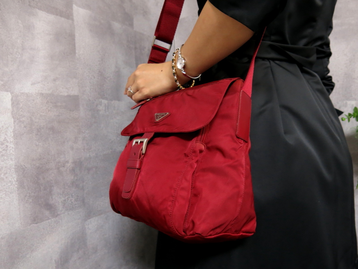 ○超美品○PRADA プラダ○B5469F○ポコノ ナイロン カーフ レザー 本革 