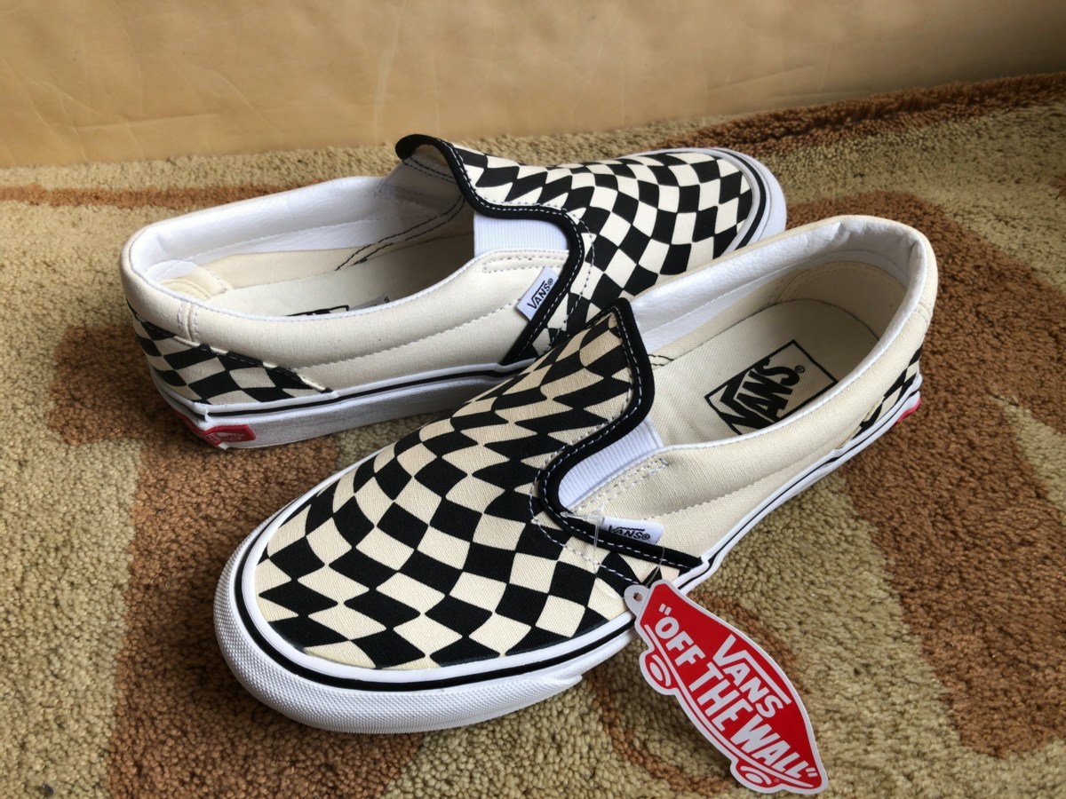 バンズ VANS ツイスト スリッポン チェッカーフラッグ 白×黒 29cm VANS 