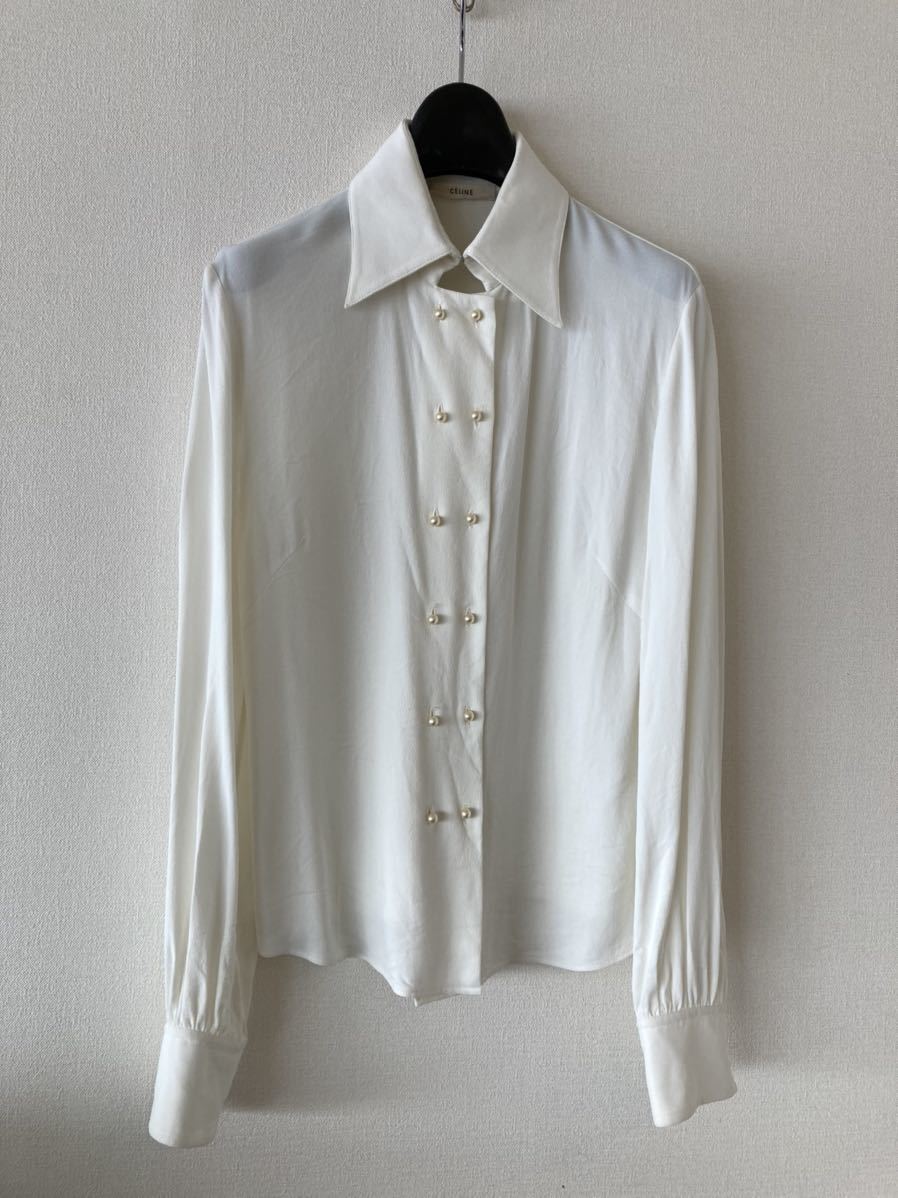 CELINE パールボタン シャツ ブラウス フィービー