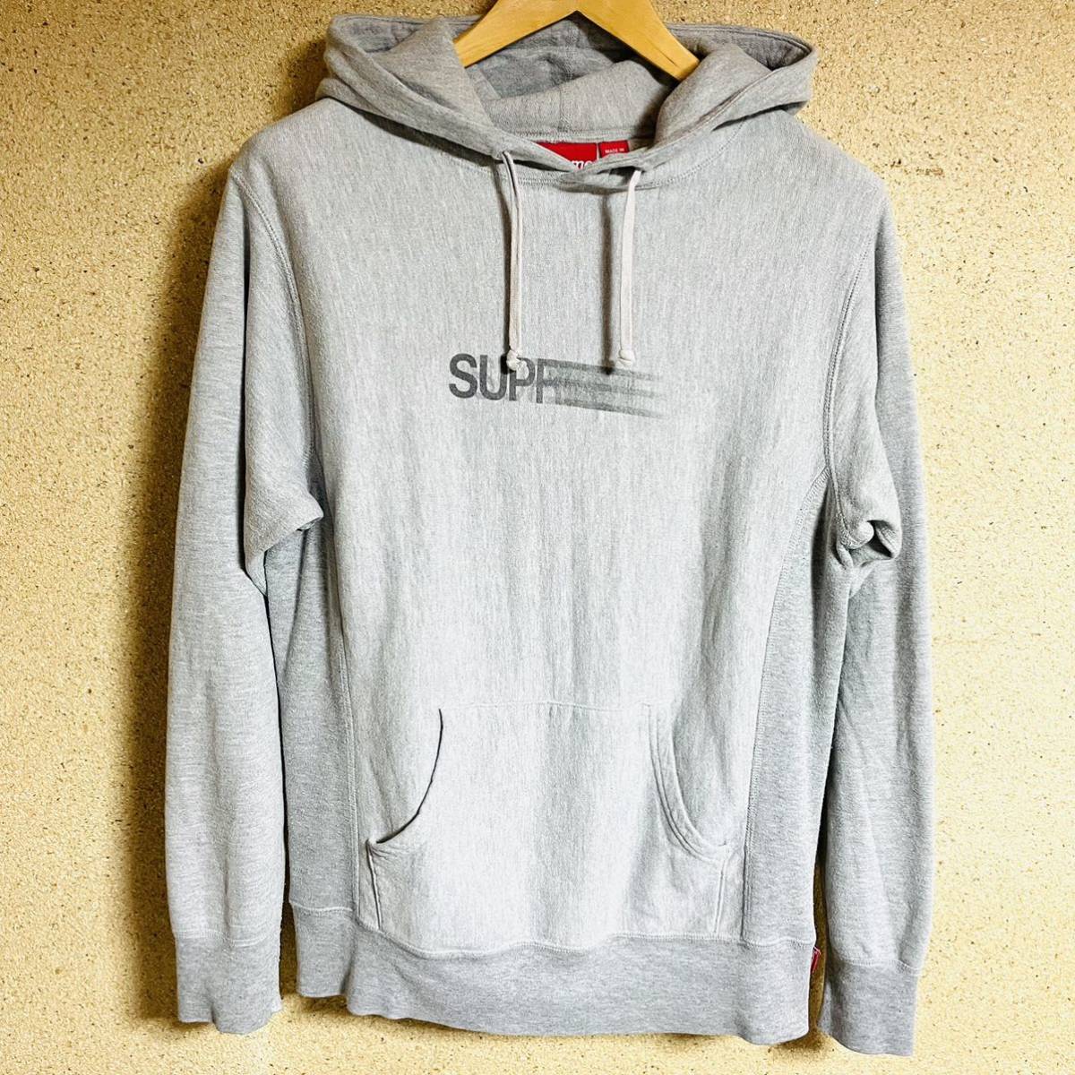 Supreme Motion Logo Hoodie Hooded Sweatshirt Heather Grey Black S 
