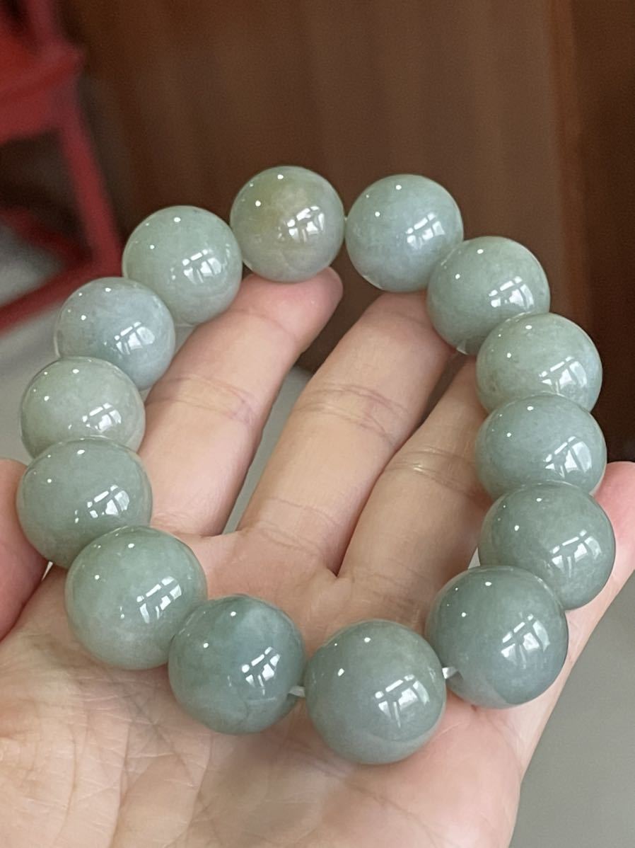 ○翡翠 氷糯種 ブレスレット 約17mm 内周約18cm 【A貨 未処理】