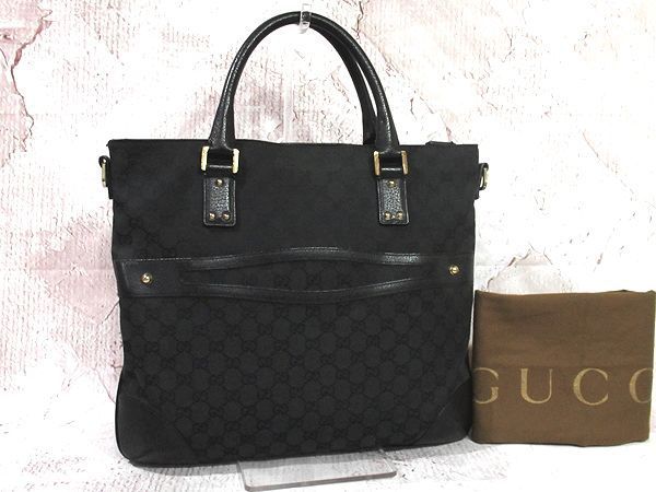 美品】◇グッチ GUCCI◇トートバッグ A4収納可 GGキャンバス×レザー 