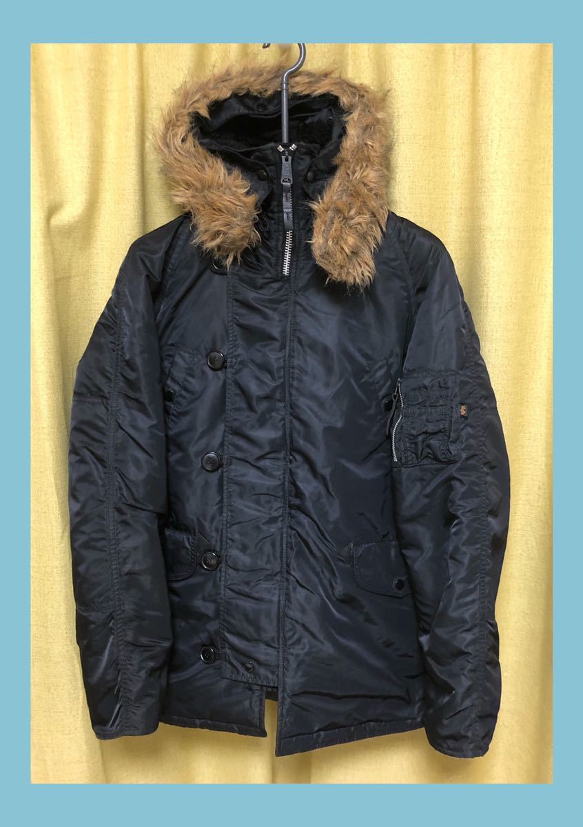 ◆アルファ インダストリーズ ALPHA INDUSTRIES◆N-3B 中綿入り フェイクファー付き ミリタリー フライトジャケット M ブラック