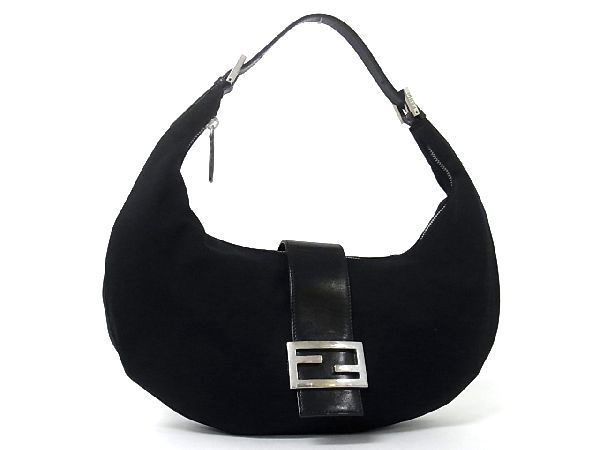 1円 FENDI フェンディ マンマバケット コットンジャージー×レザー ワンショルダーバッグ 肩掛けかばん レディース ブラック系 S9389fオ FENDI フェンディ マンマバケット フェンディ新作「マンマ コットンジャージ Hedy