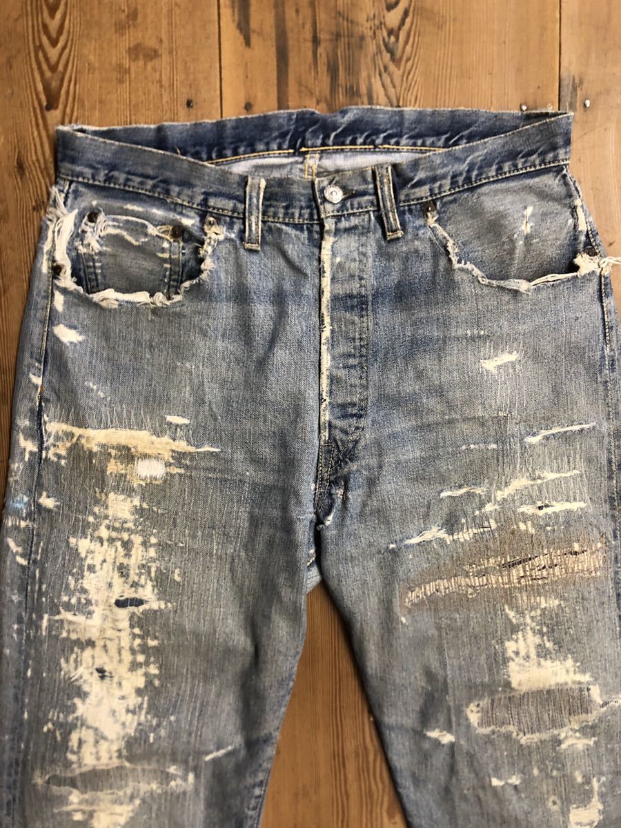 50s LEVIS 501xx 紙パッチギャラ入り ダメージリペア済み グランジ 
