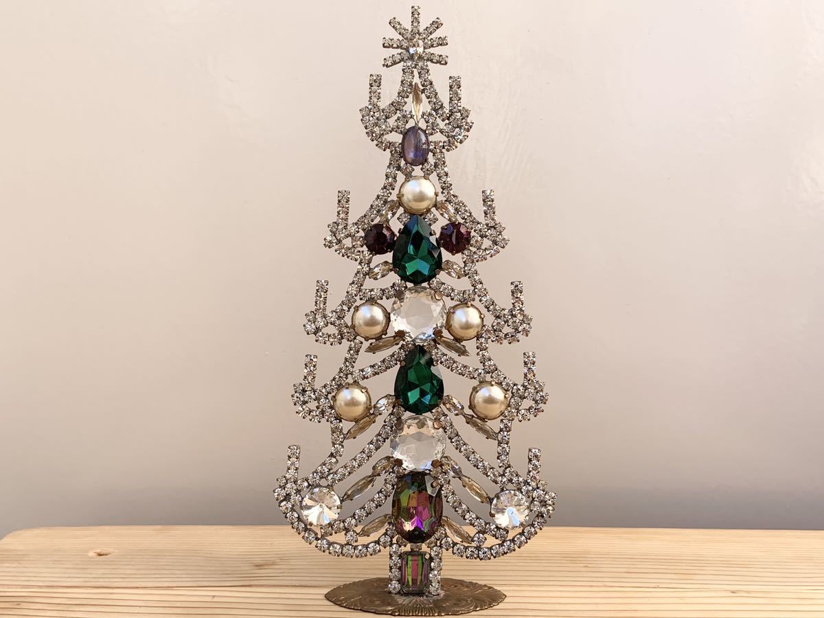 クリスマスツリー チェコ◇刻印 D刻印 ヴィンテージ⁄チェコガラス