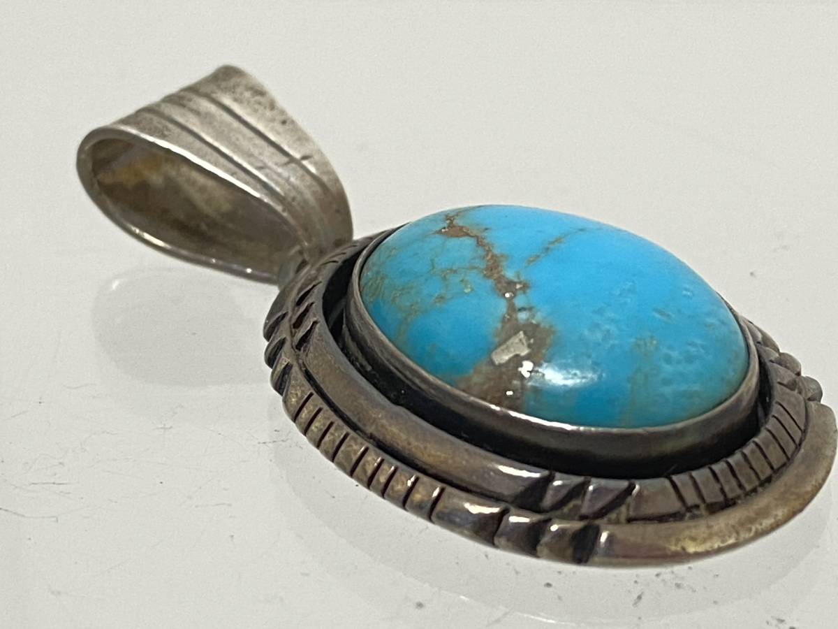NAVAJO◇RB作/ランニングベアー/ターコイズ/大振/リング/SILVER/22号