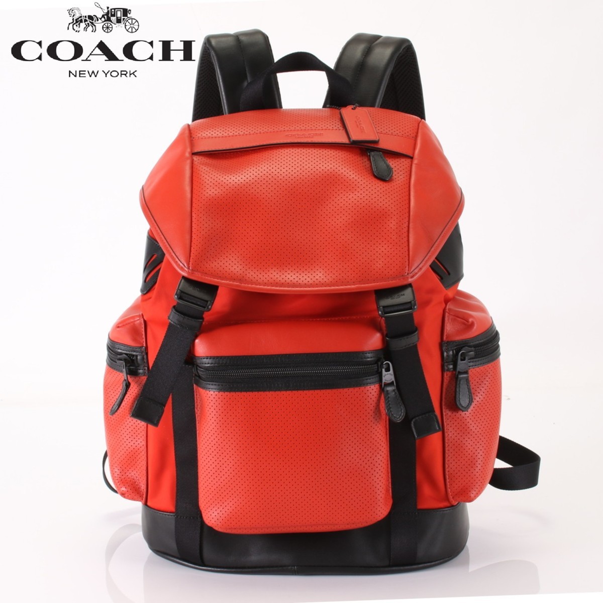 ■1円■極美品■コーチ■パーフォレイテッド レザー■リュック■リュックサック■バックパック■F72018■メンズ■通勤■本革■A4■MF8-Q5