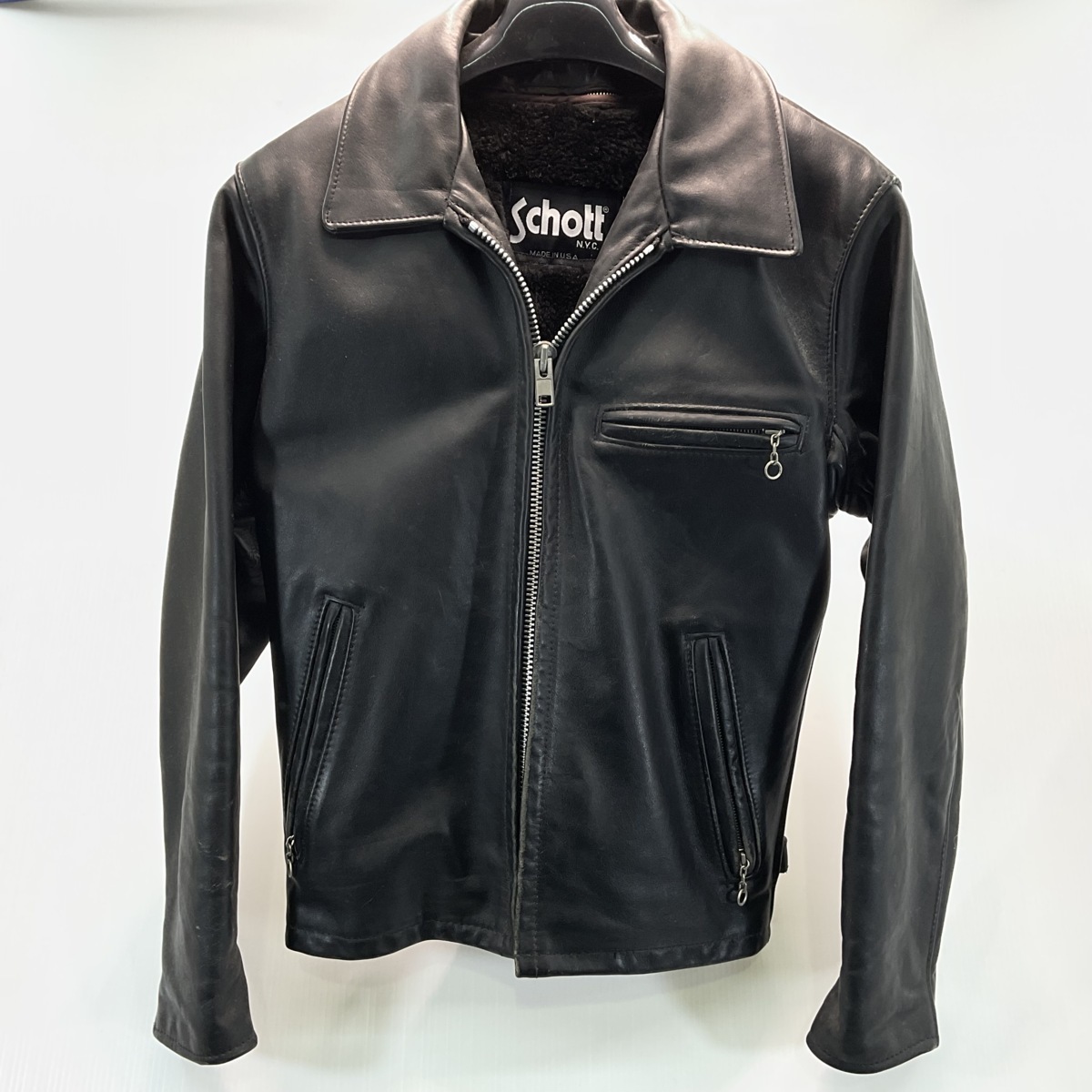 □Schott∥ショット シングルライダースジャケット ボアライナー付き 