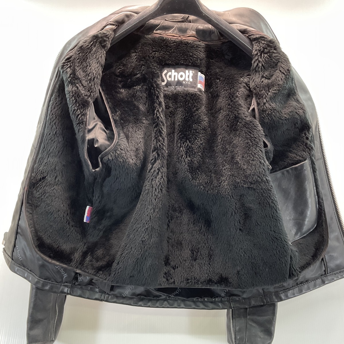□Schott∥ショット シングルライダースジャケット ボアライナー付き 