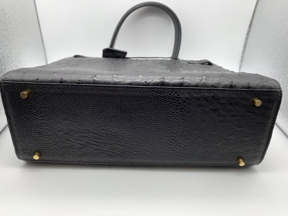☆現状品☆JRA オーストリッチ ハンドバッグ 本革 ブラック 黒 バッグ 